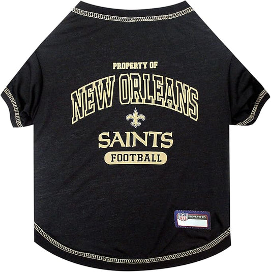 NFL New Orleans Saints Dog T-shirt Medium. - Licensed Shirt for Pets Team Colored with Team Logos- Premium Stretchable Materials for the comfort of your Dog & Cat