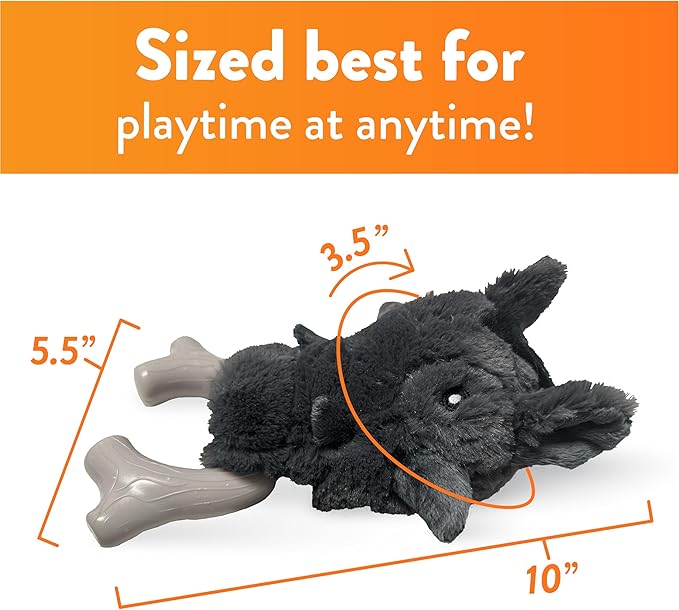 Spunky pup Knucklehead Durable Dog Toy - 2-in-1 Plush & Chew Toy for Aggressive Chewers, Chicken-Flavored Dental Chew, Durable Double-Stitched Squeaker- Warthog
