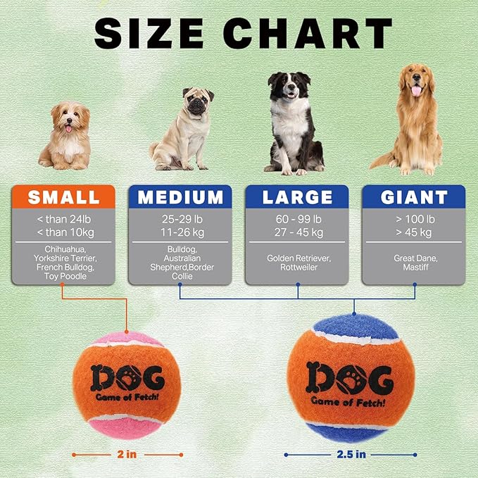 AMA SPORT Squeaky Tennis Balls for Dogs 2.5" Small Medium Dog Tennis Balls for Throwing and Fetching Dog Toys for Training, Exercise, High Bouncing 4 Pack (Orange Blue)
