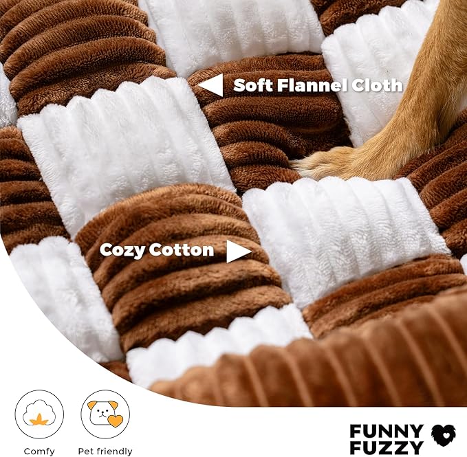 FUNNY FUZZY Pet Couch Covers for Sofa, Dog Couch Bed for Furniture Protector, Pet Bed Mat, Couch Cover for Dogs Washable with Non Slip, Large, Brown