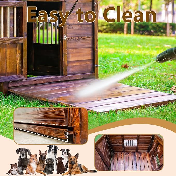 Outdoor Dog House for Large Breed Dogs with Removable Floor&Roof, Heavy Duty Pet House, Weatherproof Warm Dog House Outside, 2XL