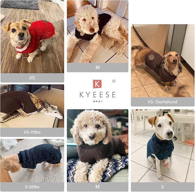KYEESE Dog Christmas Sweater with Leash Hole Warm Pullover with Reflective Yarn for Small and Medium Dogs Male Soft Knit Pullover Boy Dog Coats Cozy Lightweight Thick Sweater,Green,Medium