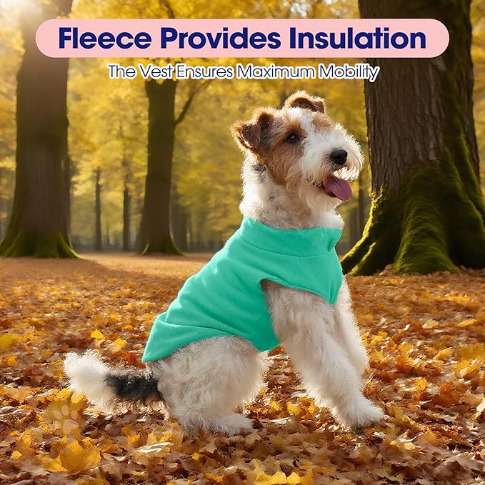 FUAMEY Dog Fleece Vest for Large Dogs,Warm Stretchy Dog Sweatshirts Pullover with Leash Hole Dogs Sweater Soft Pet Turtleneck Cozy Pet Vest Lightweight Sleeveless Cyan L