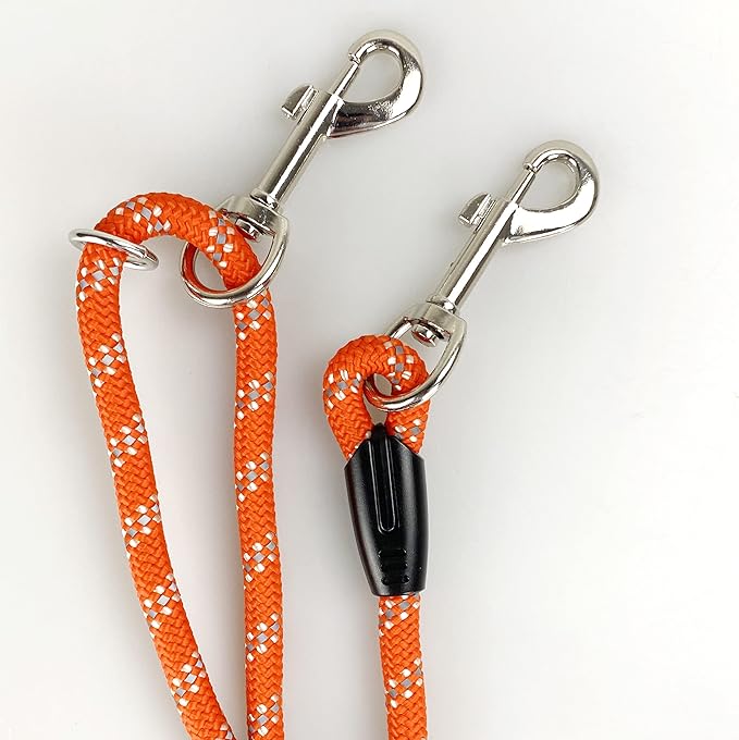 Long Rope Dog Leash for Dog Training 12FT 20FT 30FT 50FT, Reflective Threads Dog Cat Leashes Tie-Out Check Cord Recall Training Agility Lead for Large Medium Small Dogs (Orange, 10mm*20ft)