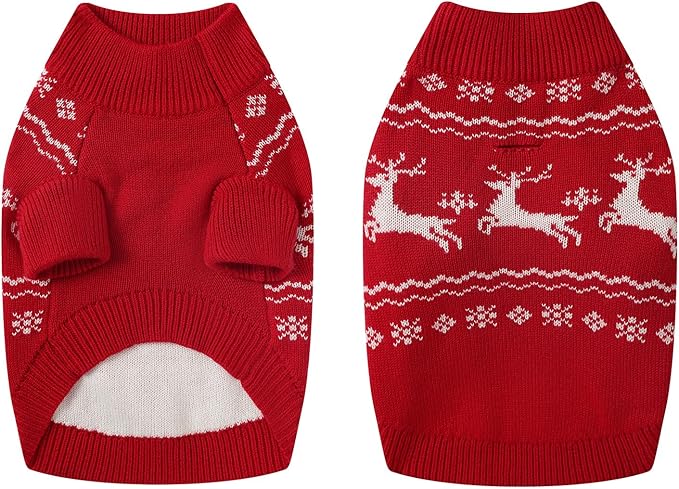 Christmas Dog Sweaters for Small Medium Large Dogs Classic Turtleneck Holiday Xmas Pet Clothes Cozy Stretchy Sweater for Chihuahua, Bulldog, Dachshund, Pug Small
