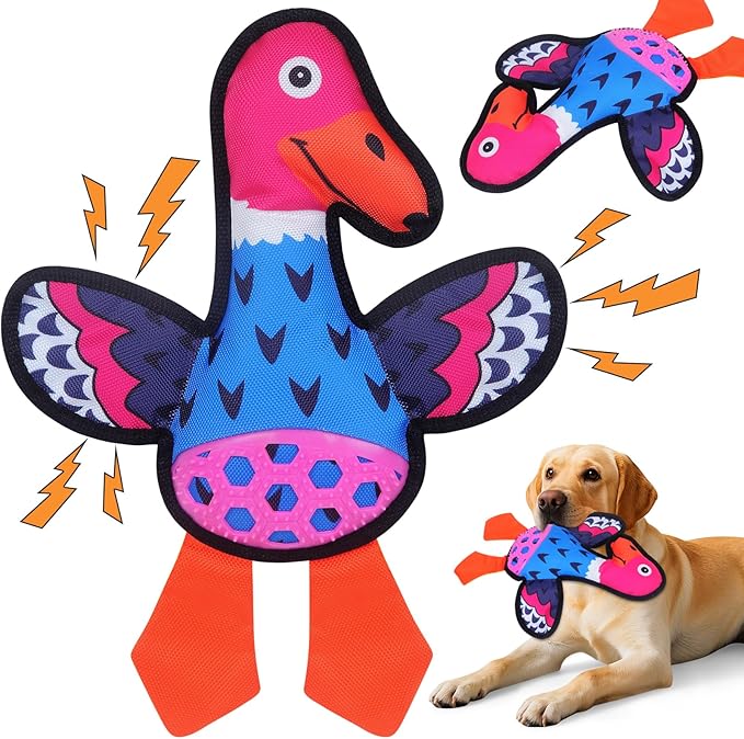 Interactive Squeaky Dog Toys,Crinkle Dog Toy to Keep Them Busy,Colorful Absurd Duck Dog Toys,Fun for Indoor Puppies,Chewing and Playing(Blue)