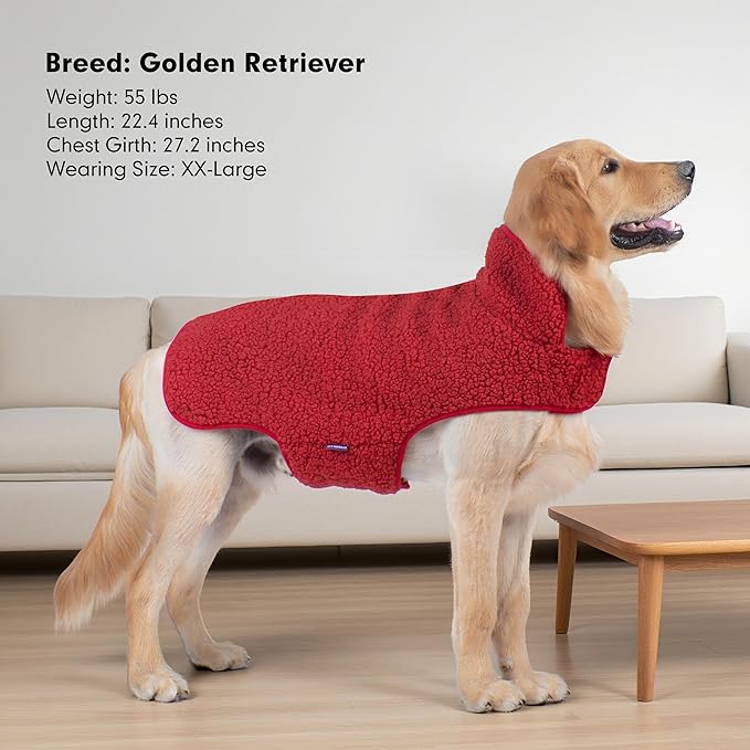 cyeollo Medium Dog Coat, Sherpa Dog Winter Coat Reversible Fleece Dogs Jackets Warm Doggie Sweater Vest for Small Medium Dogs Male with Leash Hole Soft Cold Weather Pet Clothes, Buffalo Plaid XL