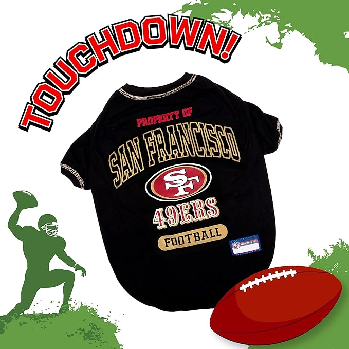 NFL San Francisco 49ers Dog T-shirt Large. - Licensed Shirt for Pets Team Colored with Team Logos- Premium Stretchable Materials for the comfort of your Dog & Cat
