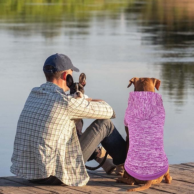 Dog Sweaters for Large Dogs Dog Hoodie Fleece Sweater Soft Clothes Sweatshirt with Pocket Hoodie for Large Dogs(Purple&XXL)