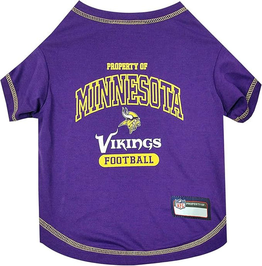 NFL Minnesota Vikings Dog T-shirt X-Small. - Licensed Shirt for Pets Team Colored with Team Logos- Premium Stretchable Materials for the comfort of your Dog & Cat