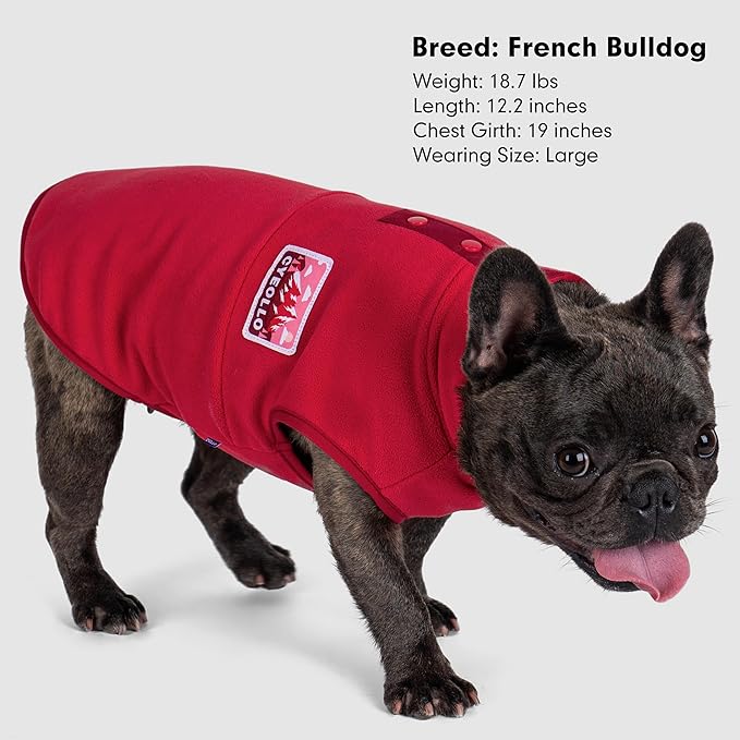 cyeollo Fleece Dog Sweater, Turtleneck Dog Sweatshirt Stretchy Pullover Fleece Vest Warm Winter Fall Clothes for Small Dogs Boy Girl Pet Apparel, Red M