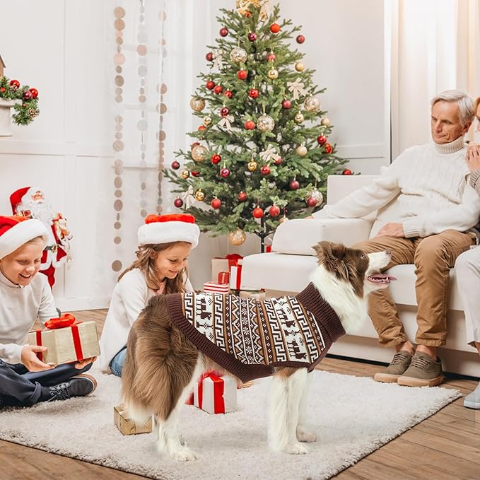 SCENEREAL Turtleneck Dog Sweater for Small Medium Large Dogs Girls Boys, Knit Pet Pullover Puppy Clothes Cold Weather Coats, Holiday Outfits Sweatshirt for Christmas, Khaki SM