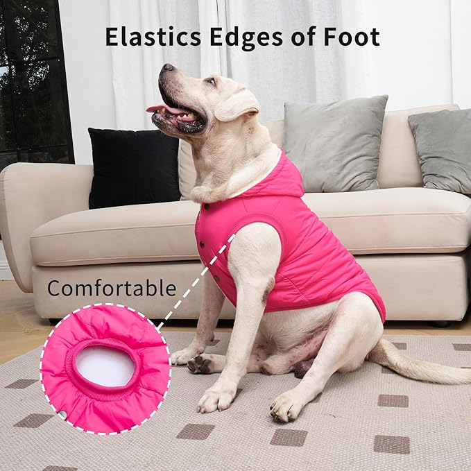Fleece Lining Extra Warm Dog Hoodie in Winter,Small Dog Jacket Puppy Coats with Hooded Pink XS