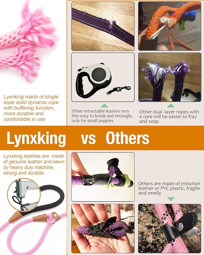 lynxking 6 FT Dog Leash Slip Lead 2 Pack Strong Heavy Duty Braided Dog Training Leash No Pull Training Lead Leashes for Medium Large and Small Dogs