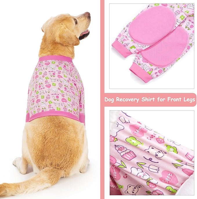 Dog Recovery Shirt for Front Legs, Dog Elbowpads Sleeve Protect Dogs Elbows Arms,Stop Licking Joints After Surgery, Help with Injury Healing Covers The Wound, Cone Alternatives (Pink, 7XL)