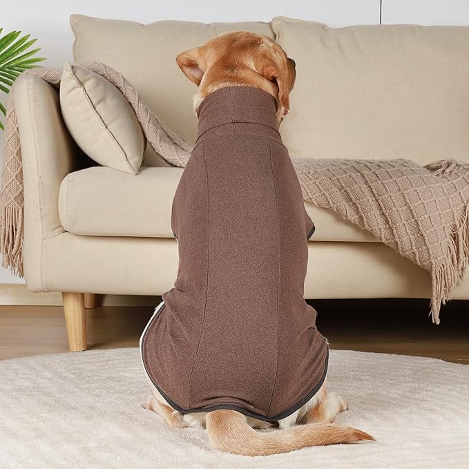 ROZKITCH Warm Dog Sweaters for Small Dogs Male Female, Pet Windproof Warm Cold Weather Jacket Vest Cozy Jumpsuit Apparel Outfit Clothes for Walking Hiking Travel Sleep Brown XS