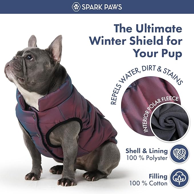 Spark Paws Dog Winter Jacket, Water-Resistant Coat, Warm Reflective Windproof Fleece-Interior, for Medium and Large Dogs - Cosmic - 2XL