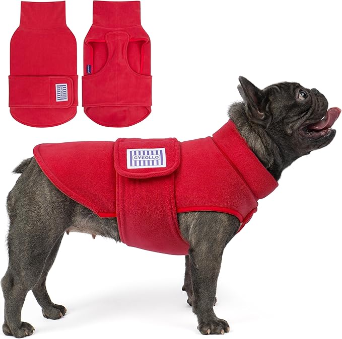 cyeollo XL Dog Sweater, Fleece Dog Sweaters Soft Stretchy Doggie Vest Turtleneck Doggy Sweatshirt Warm Fall & Winter Clothes for Medium to Large Dogs Girl, Red XL