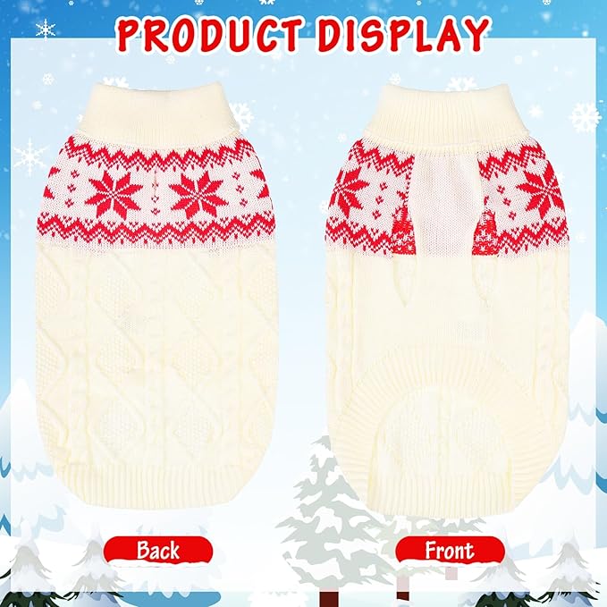 Warm Winter Dog Sweater - Cold Weather Pet Clothes for Small Medium Large Dogs Indoor Outdoor, Soft Classic Knit Puppy Apparel