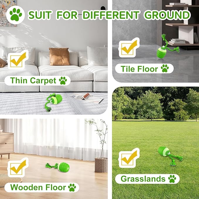 Interactive Dog Toys, [2025 Newly Upgraded] Interactive Dog Ball for Small Dogs, Automatic Moving Dogs Toy Wicked Ball for Boredom & Training, Play Music, USB Rechargeable(Green)