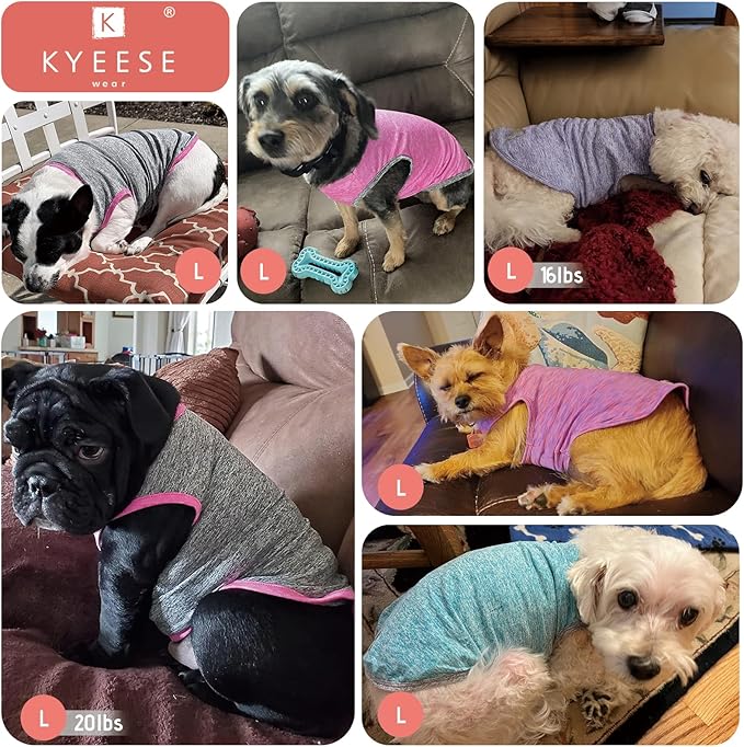 KYEESE 2Pack Dog Shirts Small Dog Shirt with Reflective Label Soft Tank Top Sun Protection Stretchy Sleeveless Pet Vest Lightweight Quick Dry Pet Clothes, Large