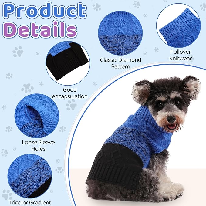 ASENKU Warm Dog Sweater for Small Medium Dogs,Pet Sweaters for Fall Winter Dog Clothing,Thicked Pullover Puppy Cat Turtleneck Sweater for Doggie Chihuahua Clothing