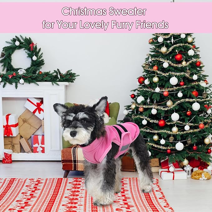 IDOMIK Warm Fleece Dog Sweater for Small Dogs,Soft Winter Dog Fleece Jacket Coat for Fall Cold Weather,Adjustable Fleeced Vest with Reflective Strips,Pullover Pet Sweatshirt for Girl Boy Dogs,Rose,S