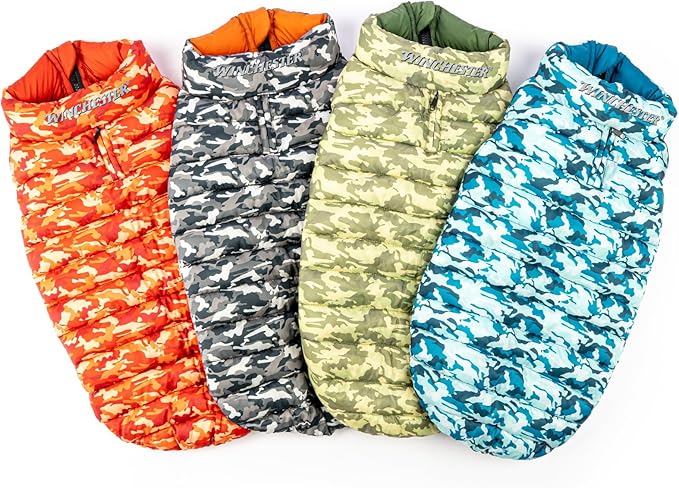 Winchester Pet Premium Reversible Dog Puffer Vest, Green, Small