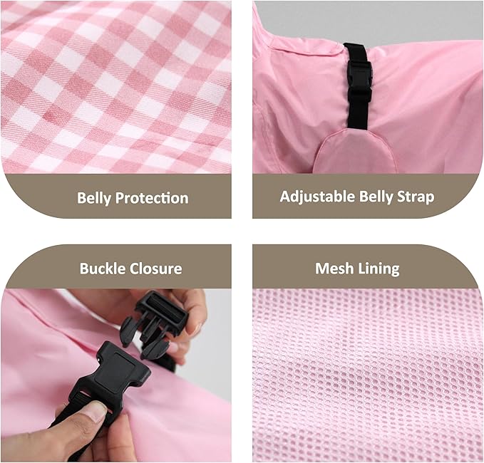 MAMORE Dog Raincoat Waterproof, Lightweight Adjustable Dog Rain Coat Hooded Poncho with Reflective Strip for Large Medium Small Dogs(Pink, Large)