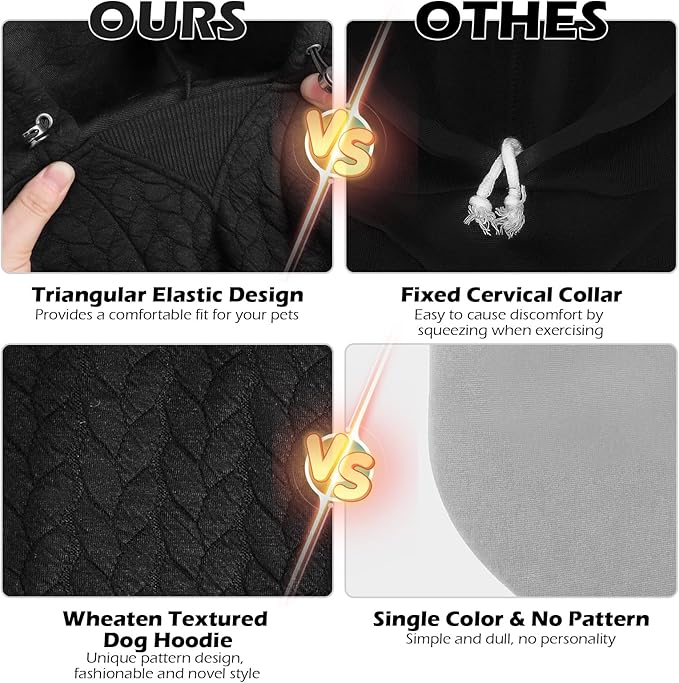 EXPAWLORER Textured Cable Knit Basic Dog Hoodie, Elevated Style Dog Sweater with Leash Hole and Pocket, Soft and Warm Pet Winter Coat, Cold Weather Clothes for Small Medium Large Dogs,Black M