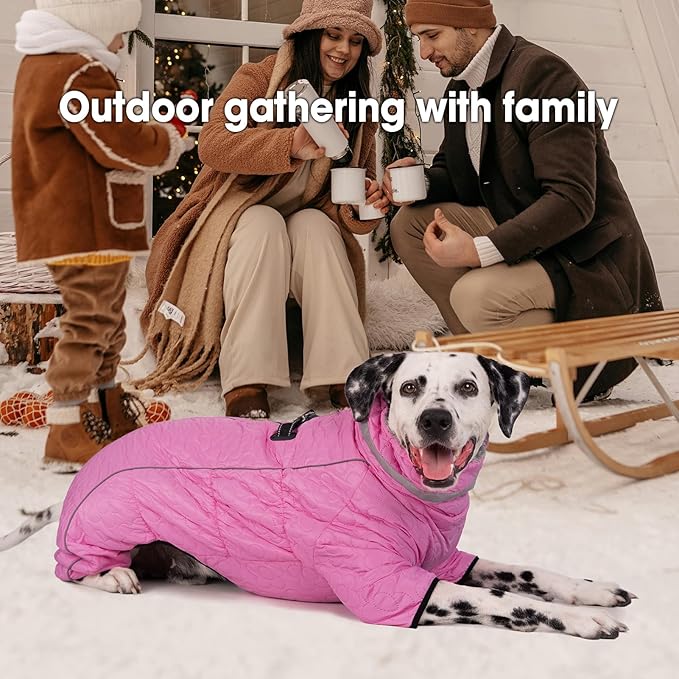 Four Legged Dog Winter Coat for Small Dogs, Warm Puppy Onesie Clothes Christmas, Reflective Turtleneck Dog Jacket with Buckles & D-Rings, Puffer Cold Weather Coat Zipper