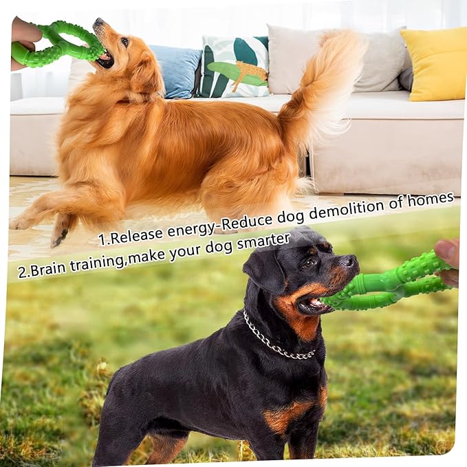 Tug of War Dog Toy, Interactive Dog Pull Toys, Adult and Puppy Teething Toy, Tough Chew Toy for Small Medium Large Dogs, Rubber, Lightweight, Comfortable Grip (Green)