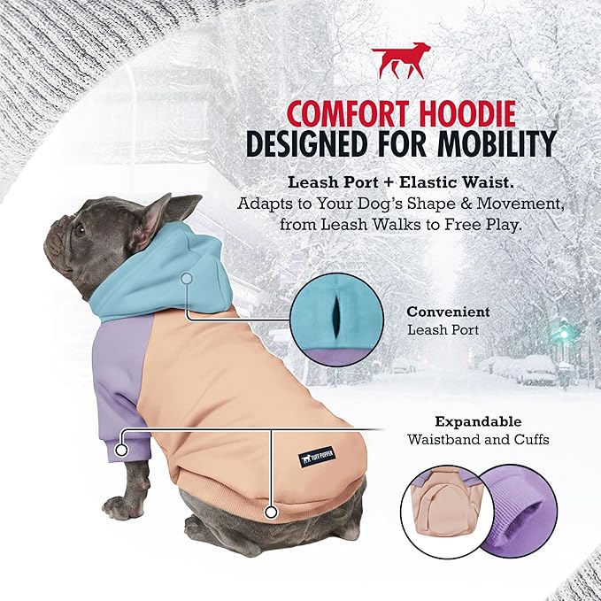 Tuff Pupper Dog Hoodie | Premium Quality 100% Organic Cotton | Ultra Soft Interior for Superior Comfort | Elastic Cuffs & Drawstring for Warmth | Stretch Fit Suitable for All Breeds (Pastel, L)