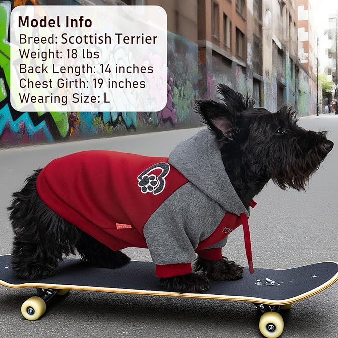 KYEESE Dog Hoodie Stretchy Cat Sweater Comfort Pet Sweatshirt with Drawstring Dogs Winter Coat for Cold Weather Warm Pet Clothes Soft Dog Clothes for Small Dogs Cat Coat with Leash Hole