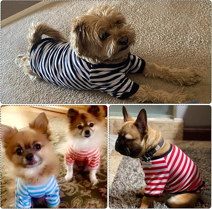 Geyoga 6 Pieces Dog Striped T-Shirt Cotton Breathable Pet Apparel Colorful Puppy Sweatshirt Clothes for Small to Medium Dogs Puppy(S)