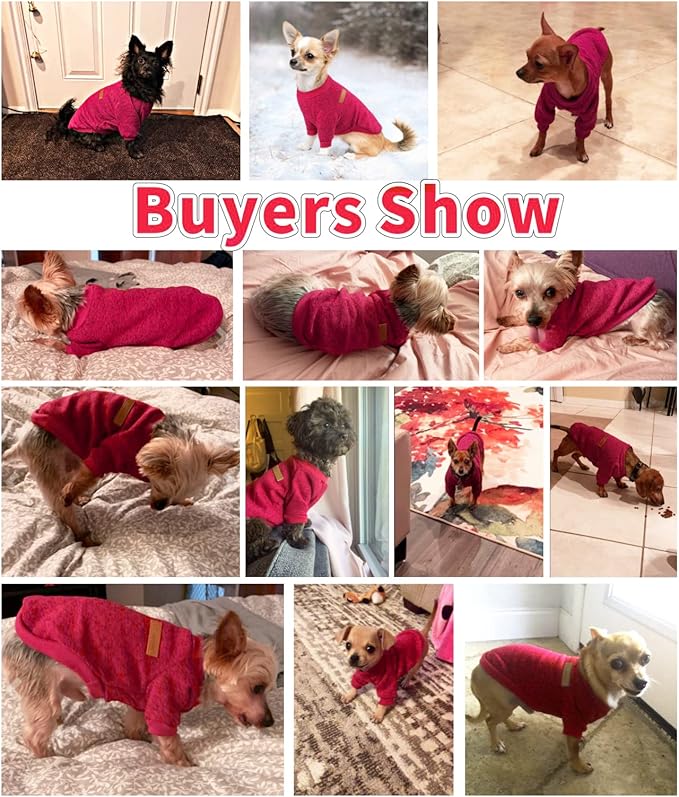 Idepet Pet Dog Classic Knitwear Sweater, Soft Fleece Coat for Small,Medium Dog,Warm Pet Dog Cat Clothes, Puppy Customes (XL, WineRed)