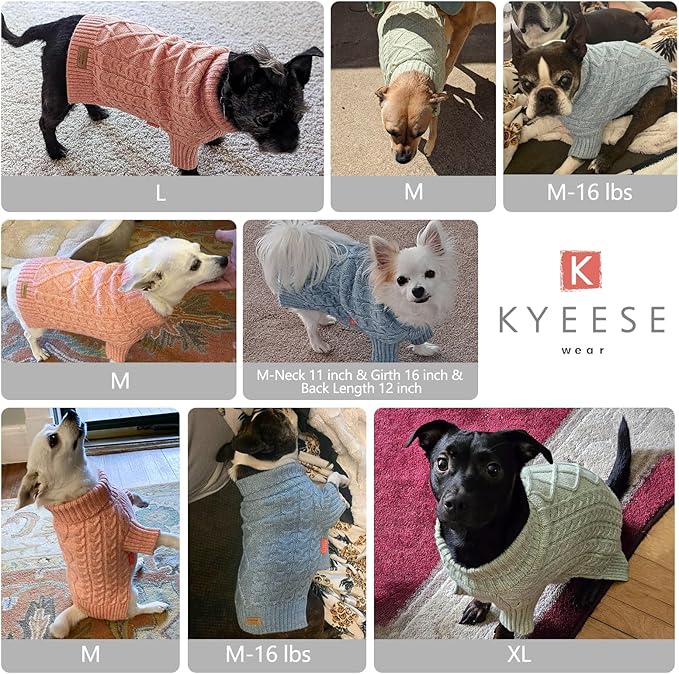 KYEESE Dog Sweater Soft Turtleneck Dog Sweater for Small Medium Dogs Classic Cable Knit Medium Pet Sweater with Long Sleeve Comfy Pet Coats Stretchy Dogs Clothes for Cold Weather, Red, X-Large