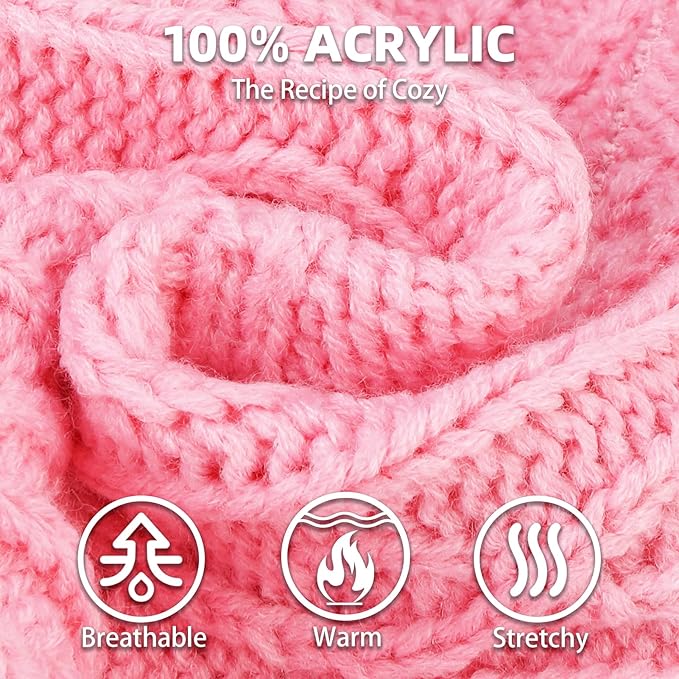 PUPTECK Dog Sweater, Turtleneck Warm Knitted Pullover Coat, Thick Cable Knitwear Clothes in Winter, Pet Apparel Outfits for Large Dogs, for Cold Weather Indoor & Outdoor, Pink XL