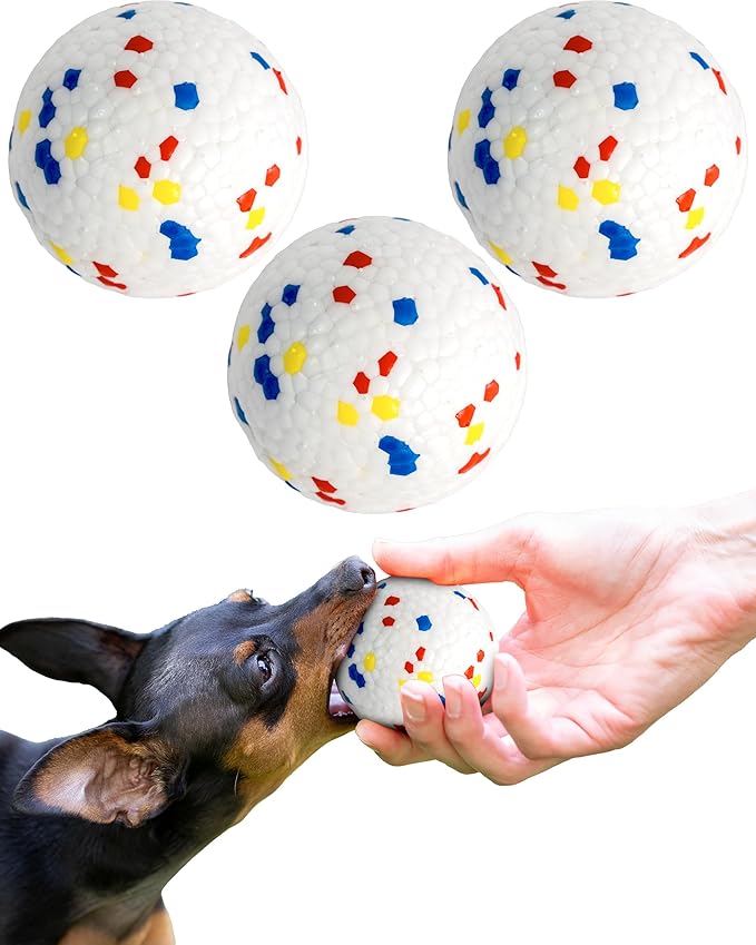 ALPI Chomp Ball - Durable Chew Toys for Dogs & Other Pets - Stimulating Dog Toys for Aggressive Chewers - Soft Dog Chews - 3-Pack, White