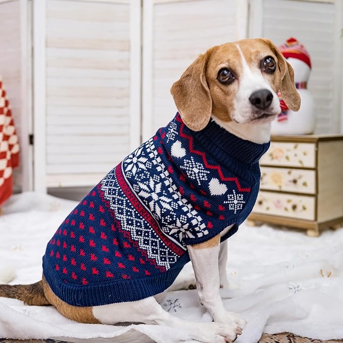 SCENEREAL Dog Sweaters for Medium Sized Dogs - Soft, Warm Turtleneck Pullover Fall Winter Dog Clothes, Knitted Argyle Dog Christmas Outfits, Ugly Pet Clothing for Boy Girl Puppy