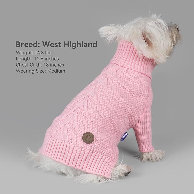 cyeollo 4XL Dog Sweater,Knitwear Turtleneck Soft Knitwear Pullover Sweaters Warm Dog Clothes for Large Female Dogs,Pink XXXXL