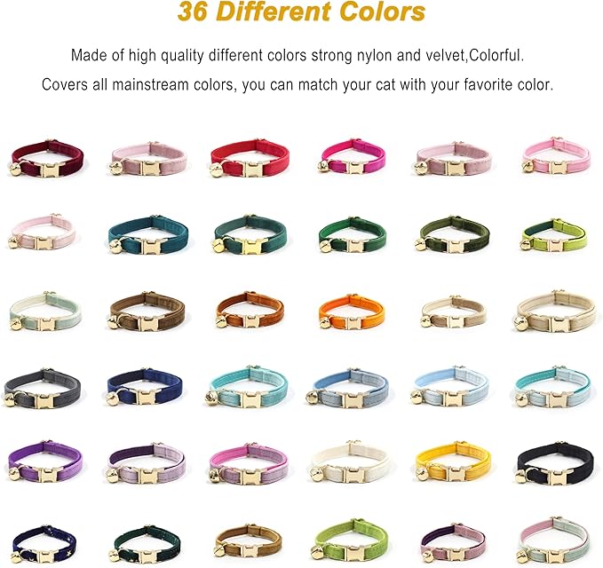 Cat Collar Personalized with Name Tag & Bells Optional Airtag Holder & Bow-tie Colorful Cute Cat Collars for Girls & Boys Cats Soft Durable Custom Kitten Collars for Small Large Cats (Deep Purple)