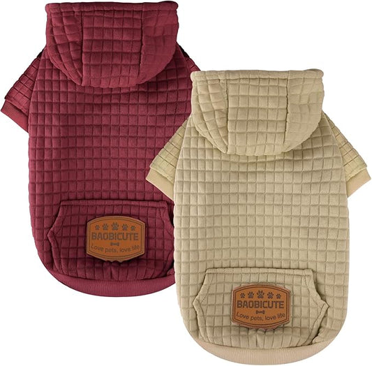 2 Pack Dog Hoodie Sweaters for Small Medium Dogs Warm Dog Clothes for Large Dogs Soft Waffle-Like Laminated Sweatshirt Bulldog