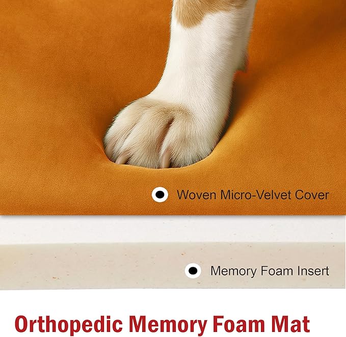 Majestic Pet Orthopedic Memory Foam Dog Crate Mat - Plush Pet Bed Pad for Crates & Kennels | USA Crafted | 48"x30" Villa Orange