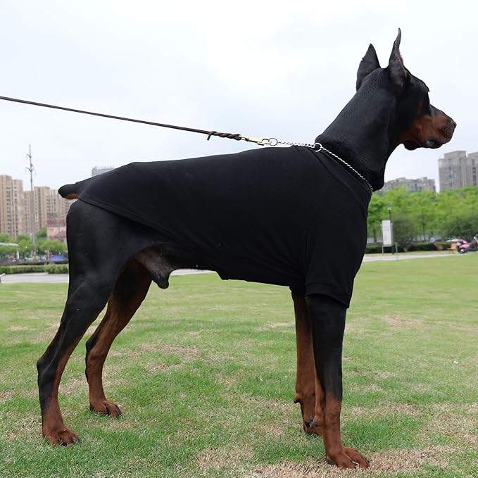 Lovelonglong Ribbed Dog T-Shirt Cotton Knitted Dog Sweaters for All Season Pet T-Shirts for Large Medium Small Dogs Black 2XL