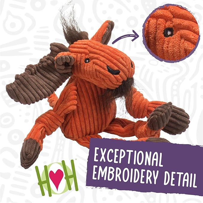 HuggleHounds Knottie Plush Dog Toy - Dog Stuffed Animal Toy, Squeaky Puppy Toys, for Small, Medium & Large Dogs, Durable Plush to Keep Them Busy - Angus Cow, Large