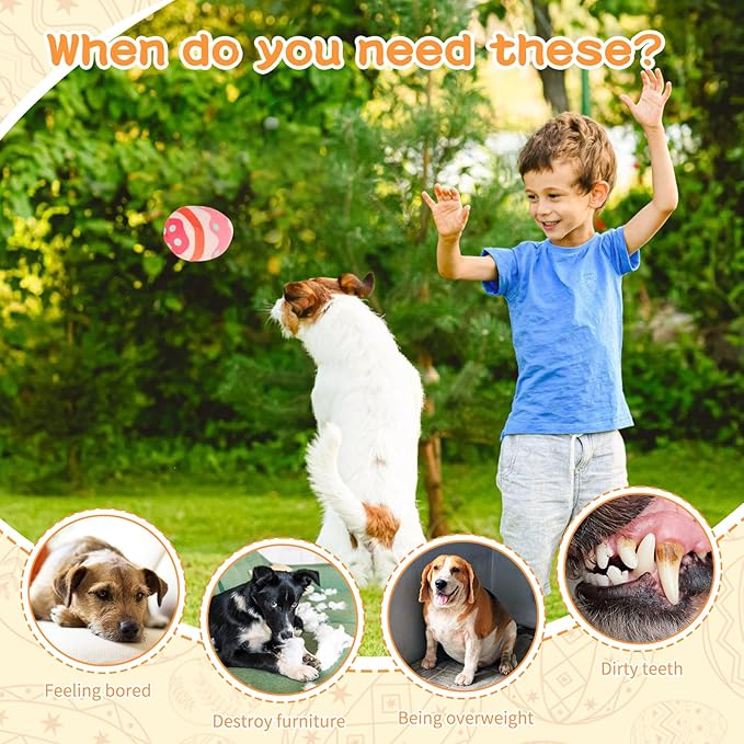 Stuffed Dog Toys Easter Rabbit Dog Toy, Squeaker Plush Dogs Toy with Crinkle Paper, Interactive Durable Puppy Chew Toy Pet Easter Toy with Egg for Small and Medium Dogs