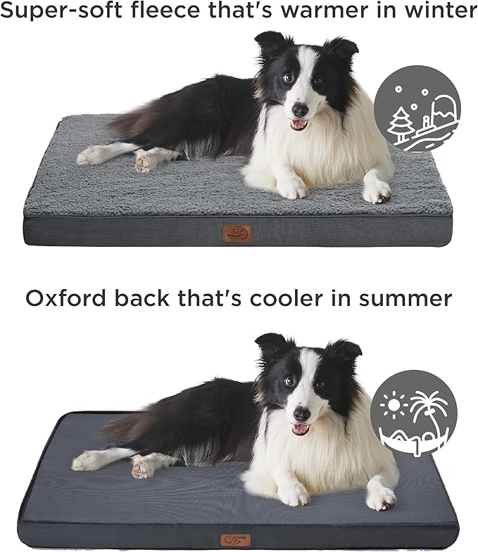 Bedsure XL Dog Beds Large Sized Dog -Comfy Flat Extra Large Pet Beds with Removable Washable Cover, Orthopedic Egg Crate Foam Mat, Suitable for Pet Up to 100 lbs