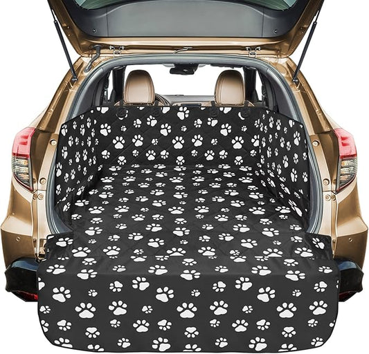 Veckle Cargo Liner, SUV Cargo Cover for Dogs with Side Flaps Hammock Water Resistant Nonslip Dog Seat Cover Area Protector Scratchproof for SUVs Sedans Vans, Paw Print