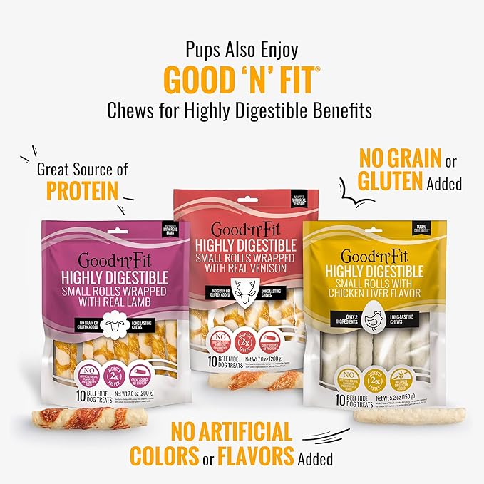 Good 'n' Tasty Triple Flavor Puree Mix-Ins Dog Food Topper Treats for All Dogs, 28 Count, Easy Single-Serve Portions, Added Protein with Chicken, Salmon and Duck
